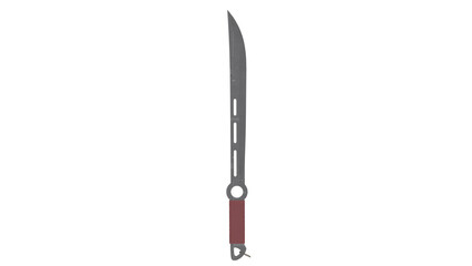 3D model of a curved knife with a simple handle design