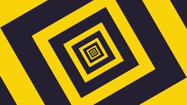 Endless Yellow Square Tunnel Illusion Abstract Background Motion Graphic Seamless Loop