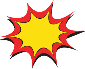 Fototapeta premium Dynamic yellow and red comic book style starburst graphic design element for emphasis