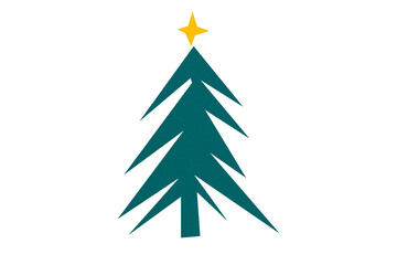 Fototapeta premium A cute green Christmas tree made of paper is placed on a transparent background.