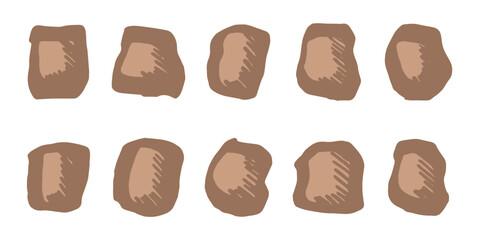 Fototapeta premium Hand drawn rocks and stones Rock fragments, boulders, building material Coastal pebbles, gravel, minerals, cobblestones, geological formations For game environment, landscape illustration, design