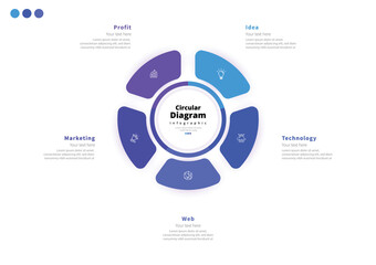Obraz premium Modern minimalist, elegant, clean, circular steps, editable infographic design template