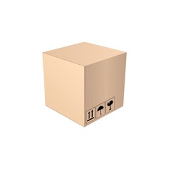 Obraz premium Single Premium Isometric Cardboard Box with Shipping Stickers