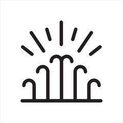 Obraz premium Fountain dancing, water light music show outline icon. Line sign fountain jets and rays of light. Vector isolated pictogram for web and app on white background editable stroke.