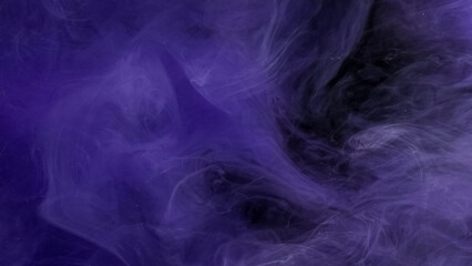 Obraz premium Underwater smoke. Ink smog pigment. Defocused purple blue color cloud droplet vibrant splash vapor fume on abstract art background.