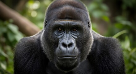 Fototapeta premium Western Lowland Gorilla in Forest Habitat.