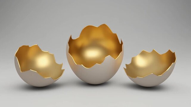 Broken Eggshell with Golden Interior Revealed