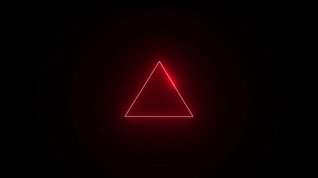 Bright triangle frame loading animation. Neon geometric triangle shape, Seamless looping animation.