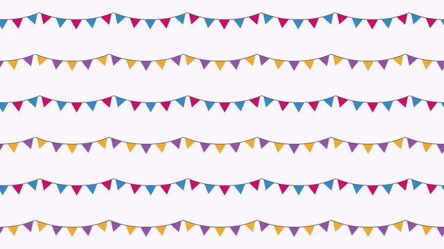 Festive Bunting Garland Pattern Celebration Party Decoration Background Seamless Loop Animated
