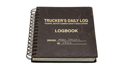 Spiral bound trucker daily logbook isolated on white background PNG