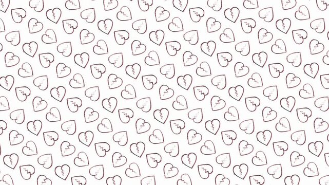 Hand Drawn Broken Heart Pattern Seamless Texture Romantic Sadness Love Loss Glitch Effect