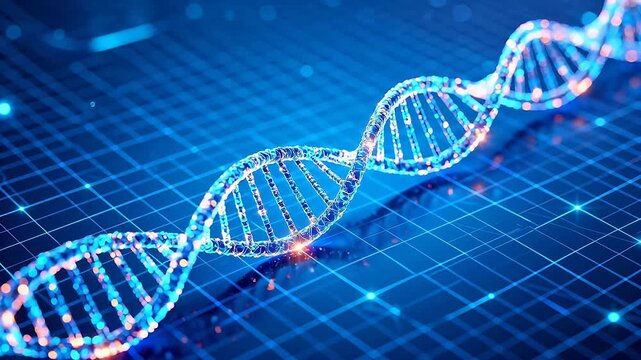 DNA double helix on grid background