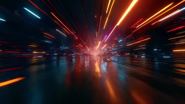 Dynamic abstract image evoking speed, progress, and a sense of forward momentum. Ideal for illustrating innovation, technology, or fast-paced lifestyl