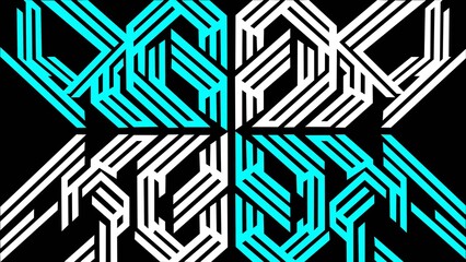 Creative abstract geometric pattern made with sharp line shapes and symmetrical layout. Modern futuristic style background ideal for digital wallpaper, website background, branding, poster, banner, 