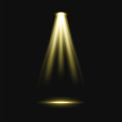 Golden spotlight on dark stage vector