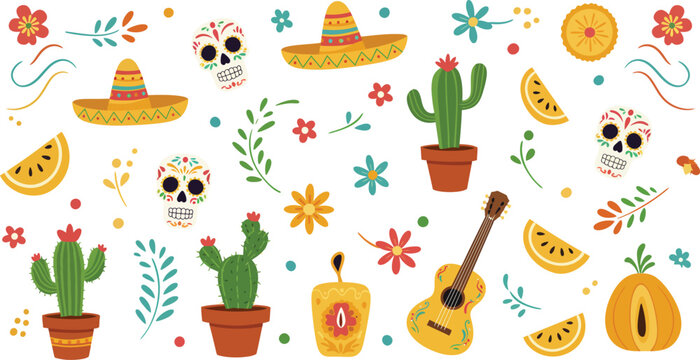 Flat design elements collection for cinco de mayo celebration
