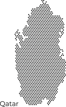 Minimalist black dotted vector map of Qatar on a white background. Modern point pattern country silhouette for travel, middle east geography, and corporate design.