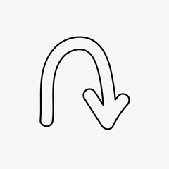 Obraz premium Curved arrow pointing downwards element vector