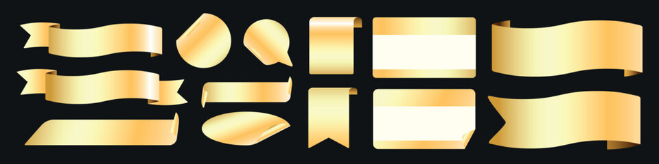 Elegant gold ribbon banners collection vector elements