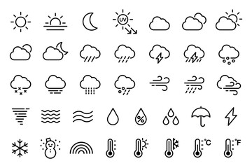 Obraz premium Weather icons set for forecasts vector