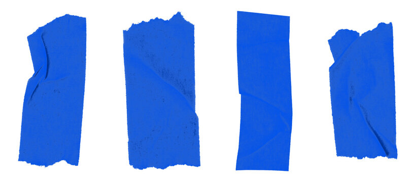Blue tape strips on transparent background with ragged edges