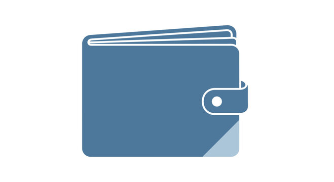 Blue Leather Wallet Icon, Flat Design, Money Storage, Financial Management Concept