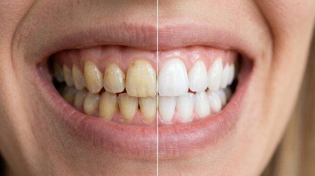 Teeth whitening comparison before and after cosmetic dental procedure