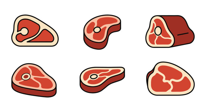 Beef Brisket Line art vector clean abstract color