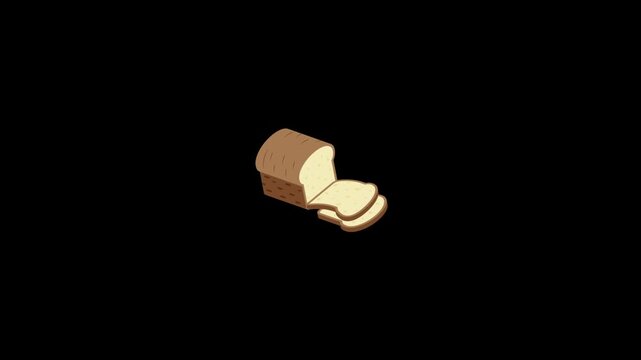 Simple isometric illustration of a loaf of white bread with two slices cut away.