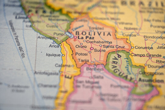 Oruro Bolivia &ndash; Defocused World Map Location