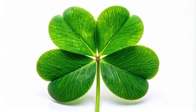 Four-leaf clover, green leaf with white background