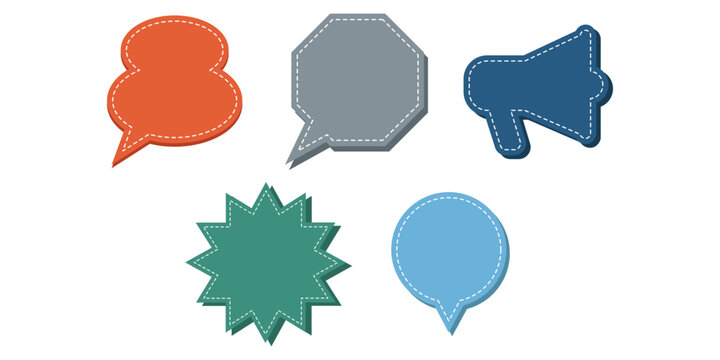 Set of Stitched Speech Bubbles