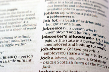 Close Up Of English Explanation Dictionary Page Word Of -  jobseeker