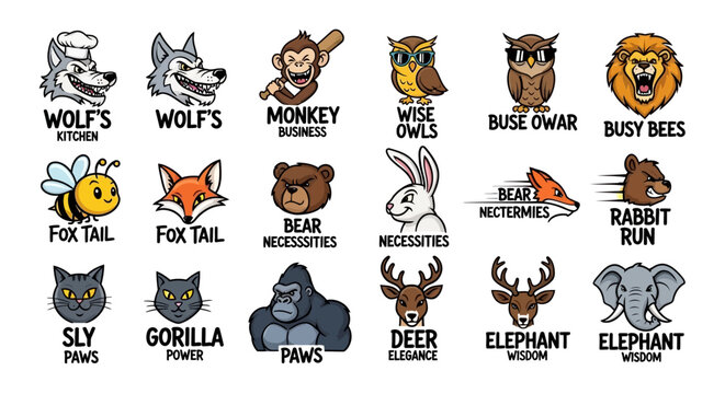 Cartoon animal icon set vector illustration collection of cute pets including cat dog tiger bird rabbit mouse kitten zoo animals and silhouettes design