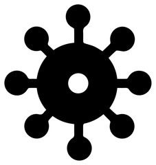 Fototapeta premium Abstract digital representation of a central core with radiating spokes and circular nodes symbolizing network connection data flow or threat intelligence analysis in a clean