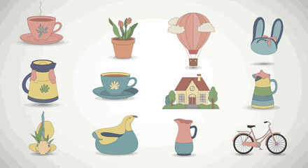 Set of vases and flowers icon vector illustration design for decoration, summer, holiday, beach and travel themes © Rizky