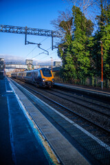 Obraz premium British Rail electrification Electric powered trains Worcestershire England UK Great British Railways