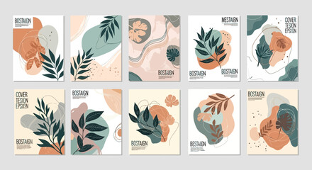 Vintage floral vector illustration set with leaves flowers and decorative borders for business card and template design spring summer retro ornament pattern © Rizky