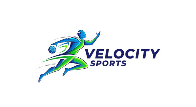 Abstract sport business logo vector icon featuring running woman fitness concept silhouette design symbol