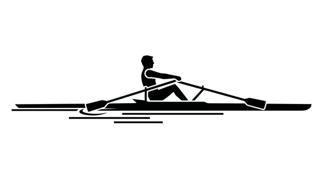 Person Rowing a Boat with Oars.