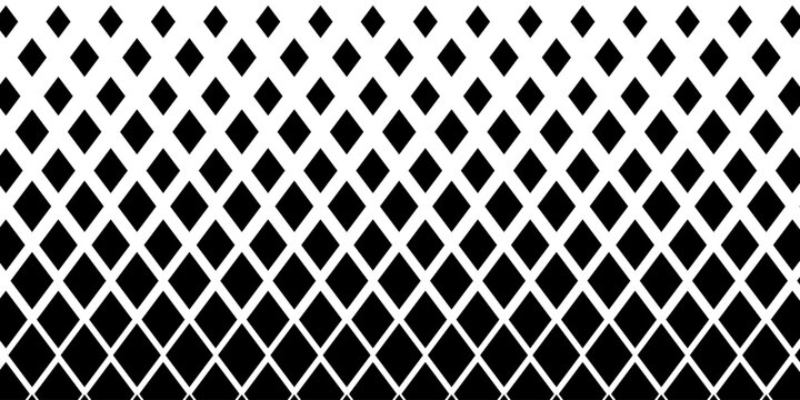Geometric pattern of black diamonds on a white background. Seamless in one direction. Option with a short fade out.