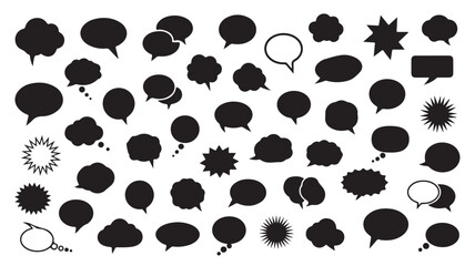 Obraz premium The illustration displays various speech bubbles and icons on a white background.