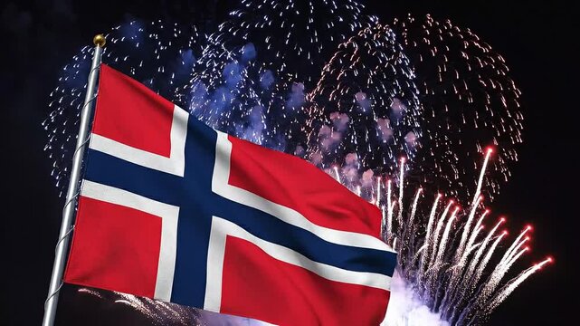 Norway Flag Fireworks Display 26.