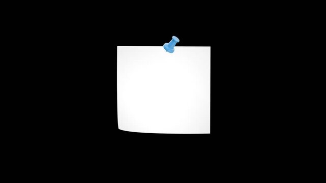 Dynamic motion graphic of a push pin pinning down a white vector paper