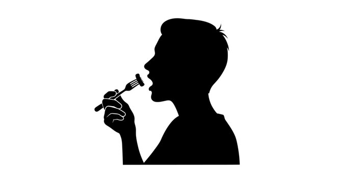 Silhouette of man smoking cigarette.
