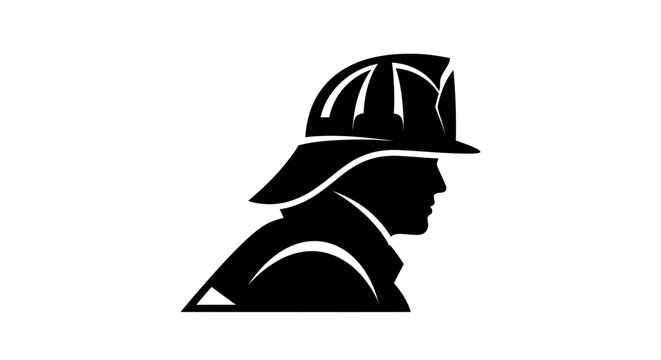 Firefighter Wearing Helmet Profile View.
