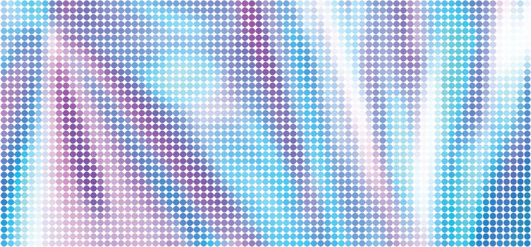 Holographic pearlescent disco cover. Gradient dot shapes texture. Trendy minimal rainbow wallpaper. Half tone gradient dot background. Vector