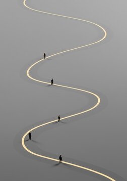 Serpentine route showing complicated decisions and alternative paths. Blank space for future business strategy or complex problem solving, strategy, abstract, minimal