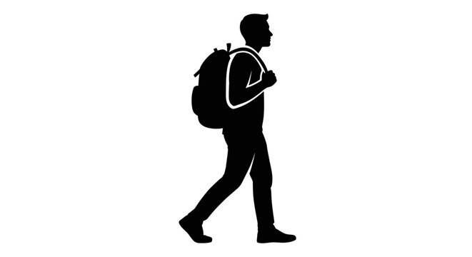 Person walking with backpack on.