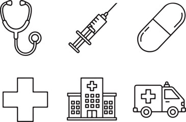 Obraz premium Essential symbols representing the healthcare and medical services industry